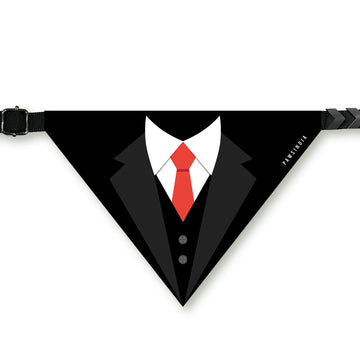 PawsIndia Pet Bandana - Collar & Tie Print - Black